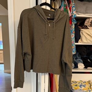 SO Crop Olive Green Half Zip Hoodie